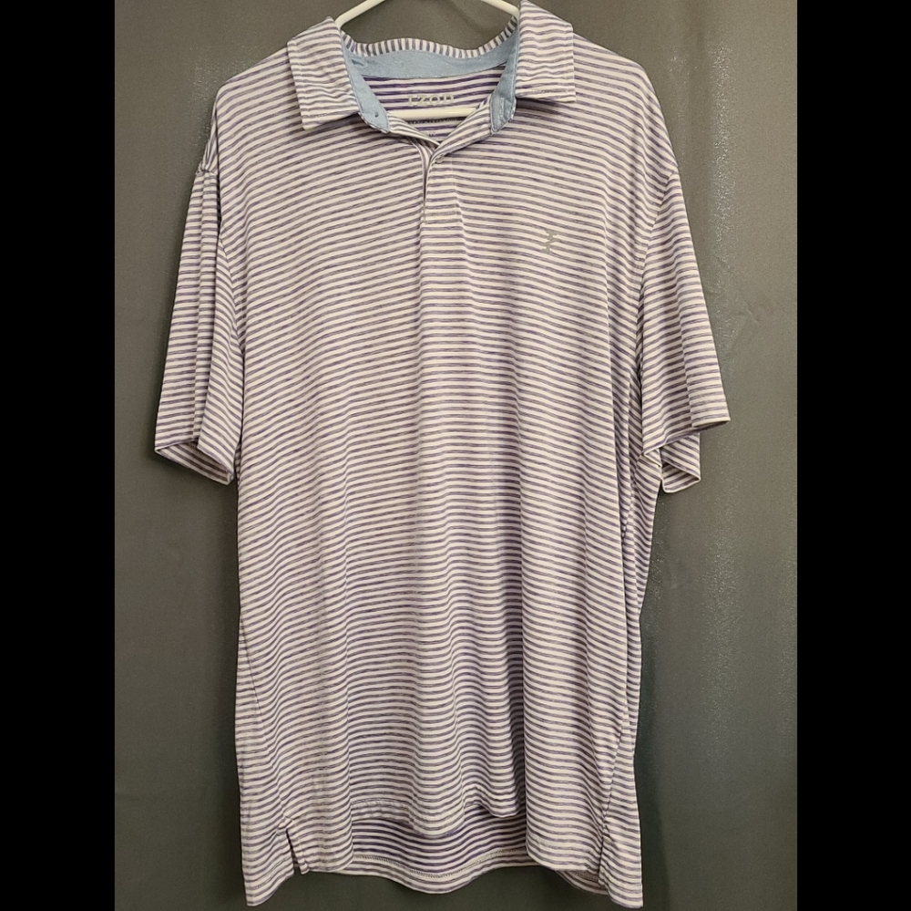Izod Golf Polo Shirt Adult XL Purple Striped Stretch Short Sleeve Casual Men